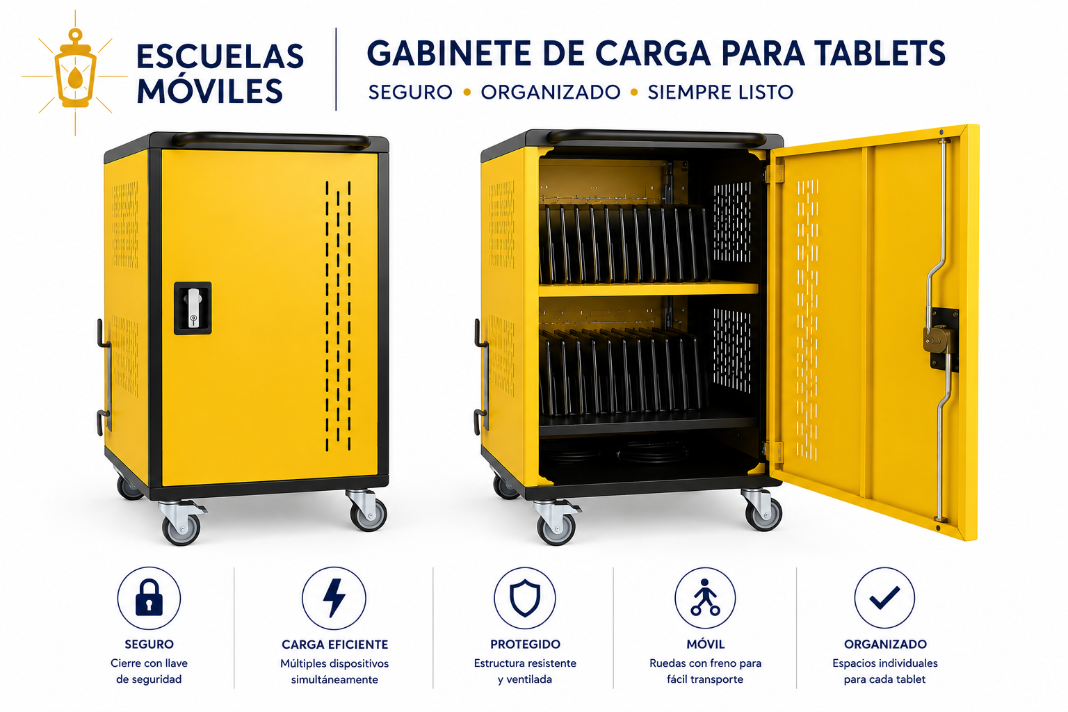 Gabinete de carga para tablets de Escuelas Móviles